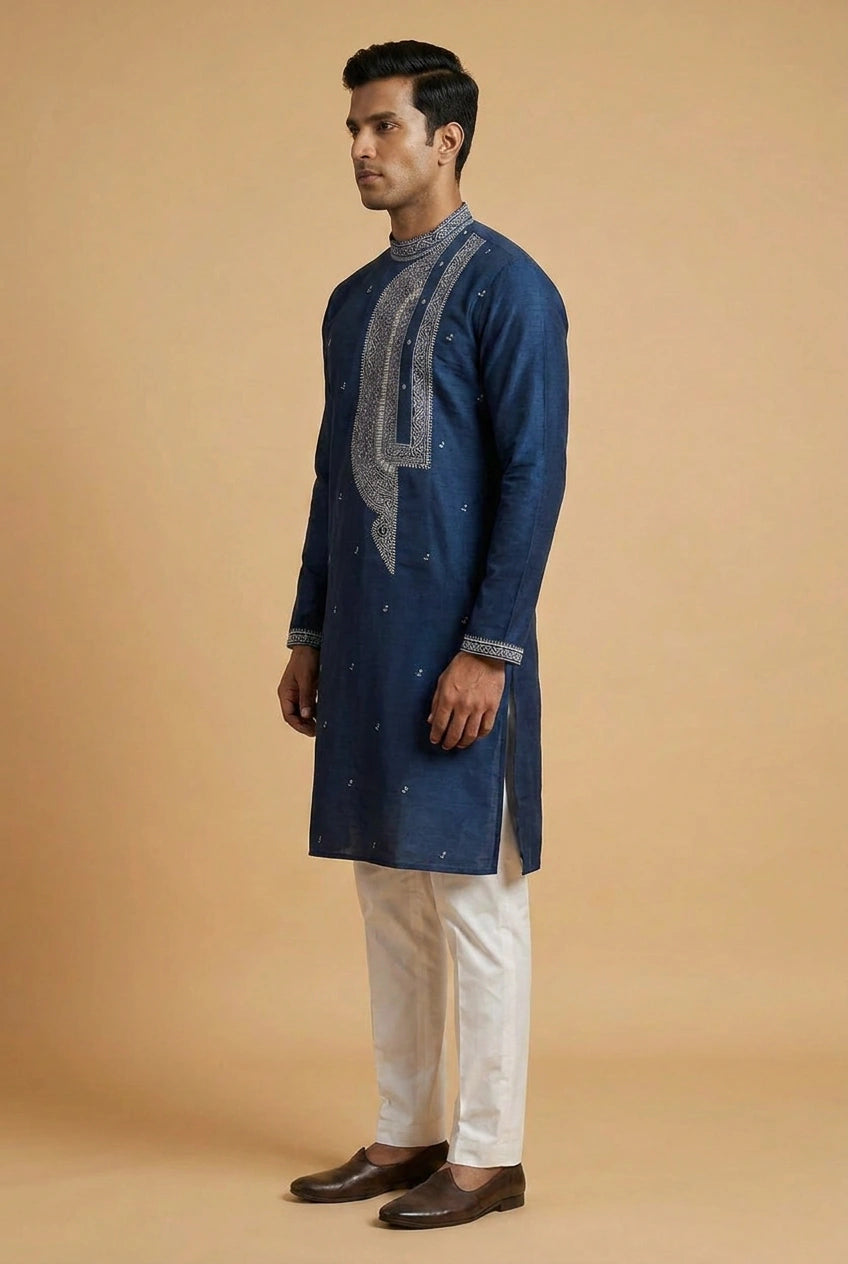 Tussar Silk Kurta with Tussar Texture for Sangeet Day