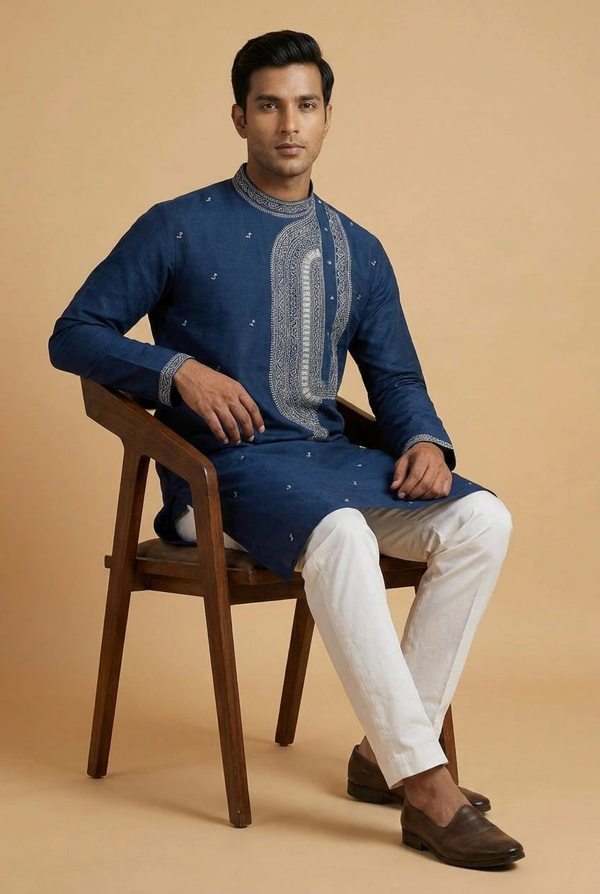 Tussar Silk Kurta with Tussar Texture for Sangeet Day