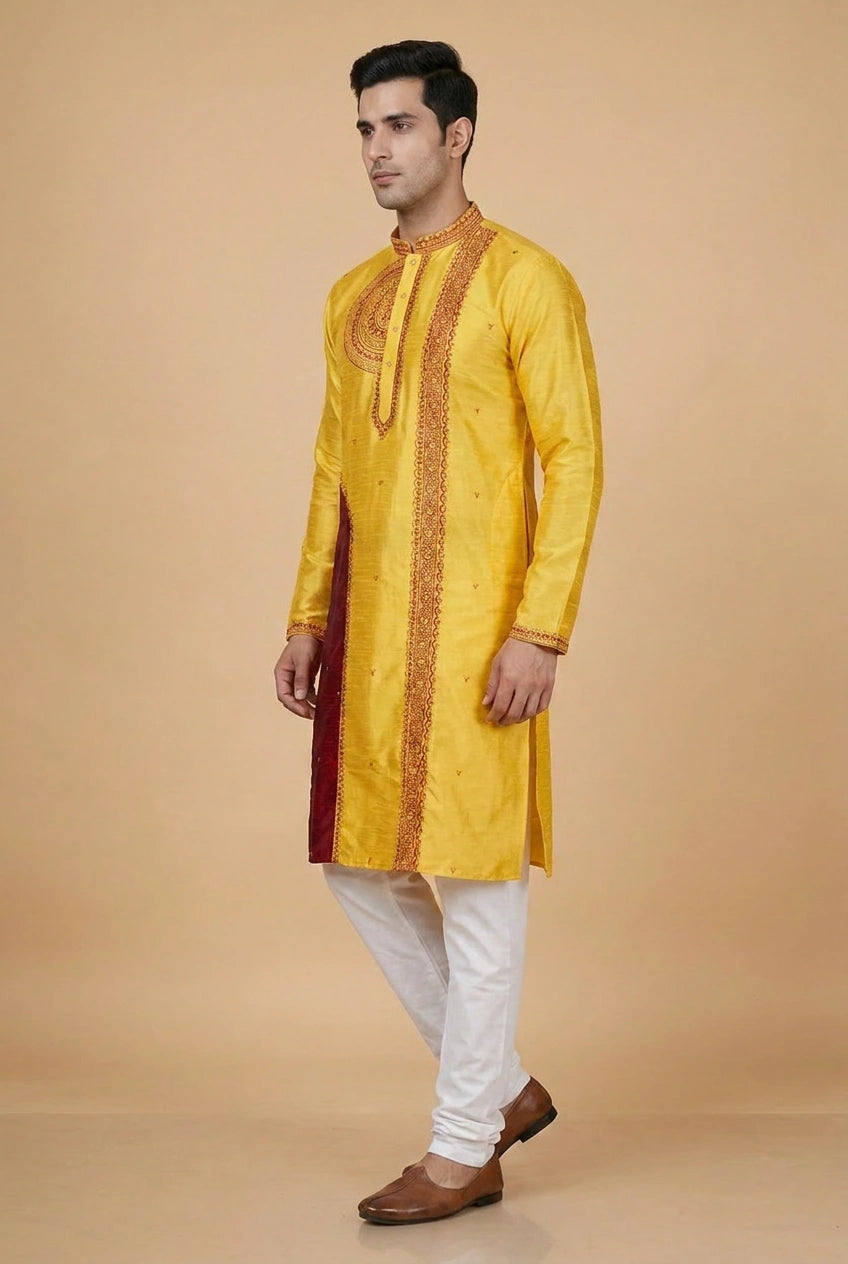 Tussar Silk Kurta with Thread Detail for Festive Evenings
