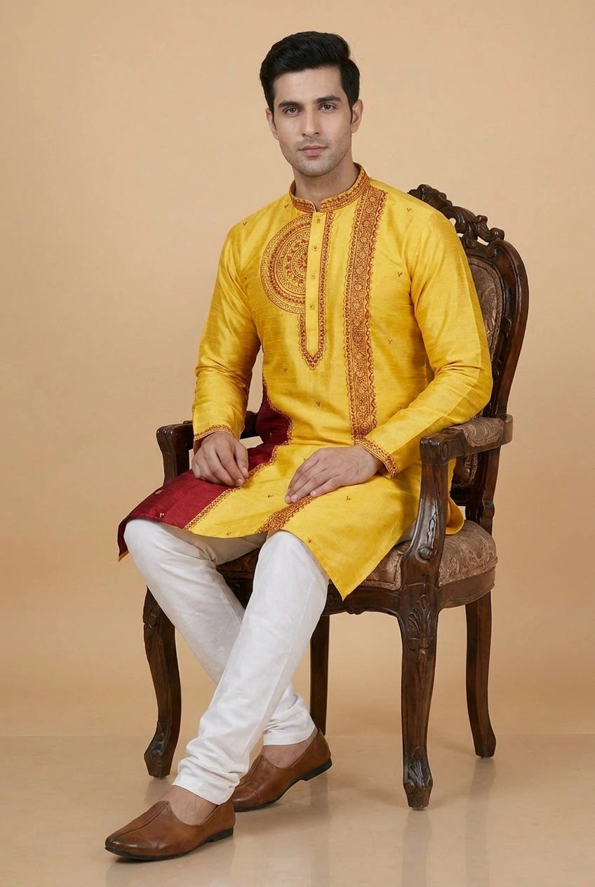 Tussar Silk Kurta with Thread Detail for Festive Evenings
