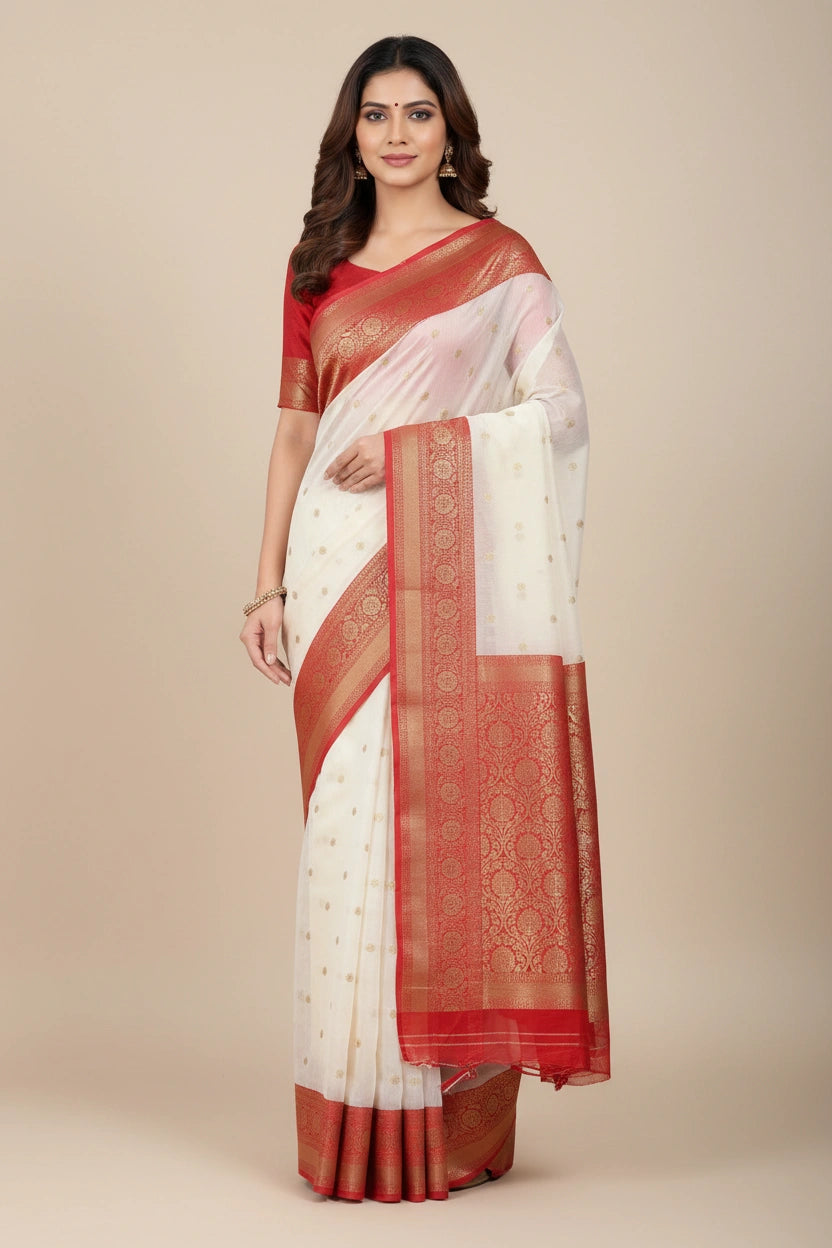 Heritage Zari Cotton Banarasi Saree - Rangoli Sarees