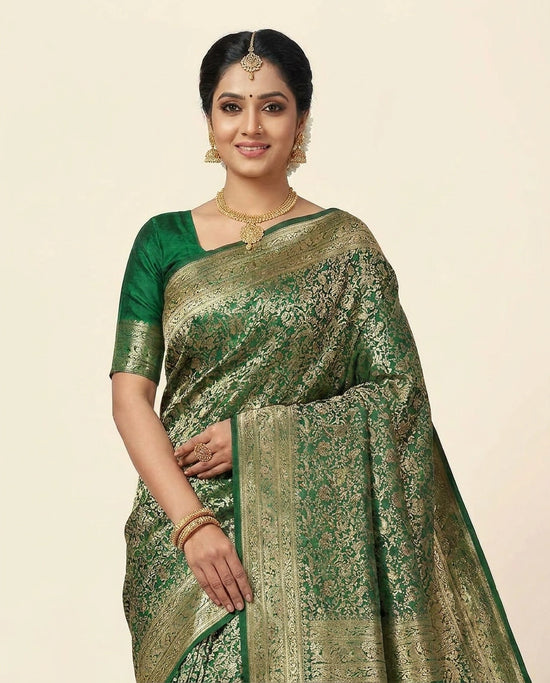 Traditional Silk Katan Banarasi Saree with Woven Zari Work view 2