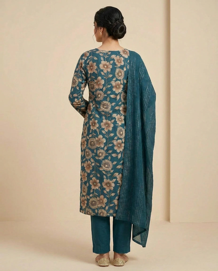 Cotton Straight Suit with Cutdana Embellishment Online India - Rangoli India