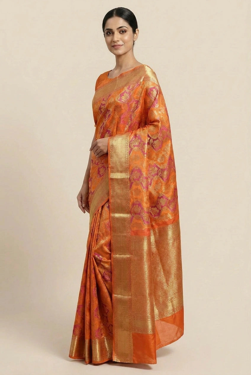Royal Kanchipuram Silk Saree with Gold Zari Motifs