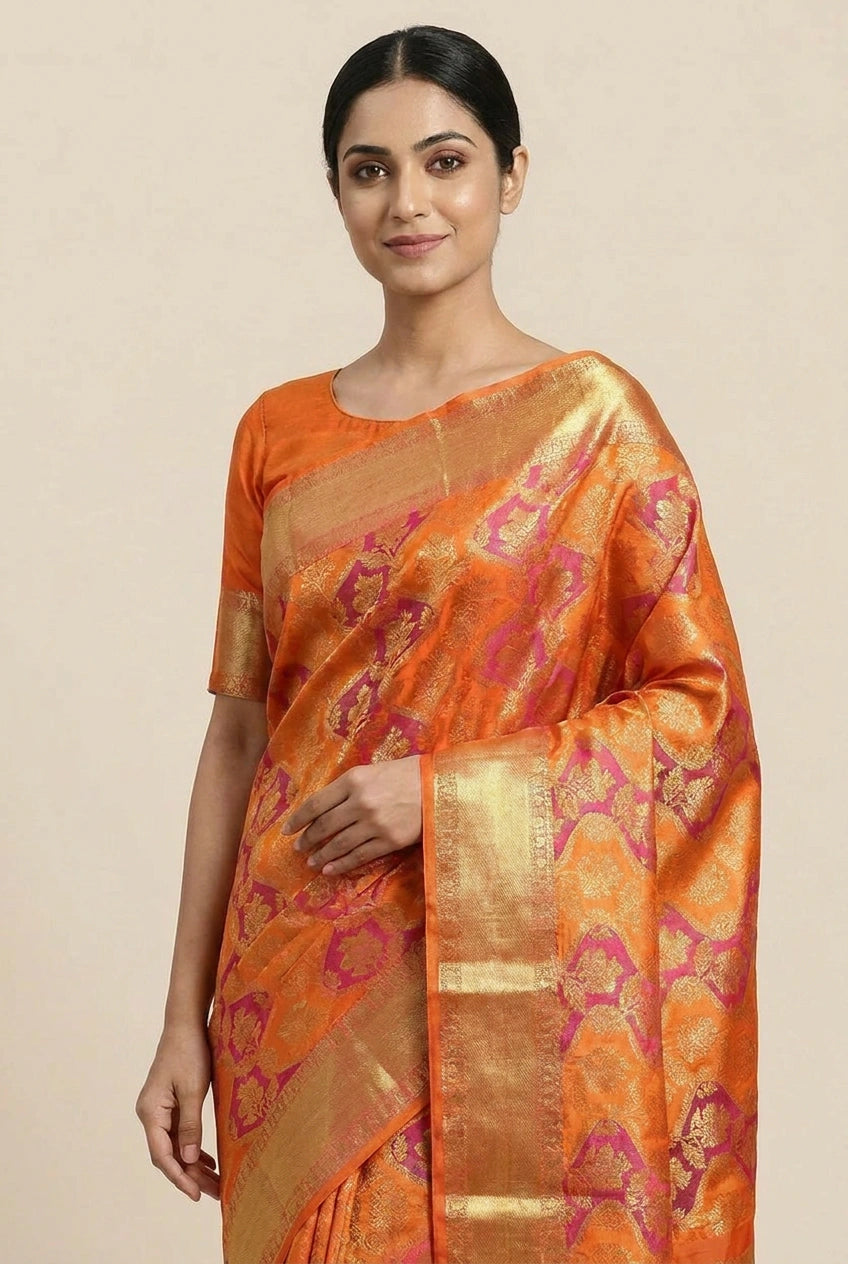 Royal Kanchipuram Silk Saree with Gold Zari Motifs