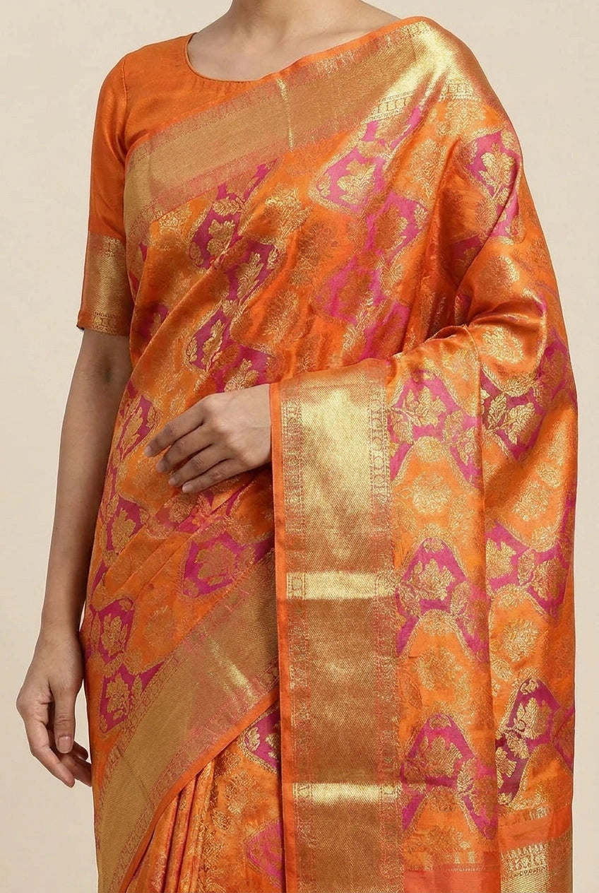 Royal Kanchipuram Silk Saree with Gold Zari Motifs