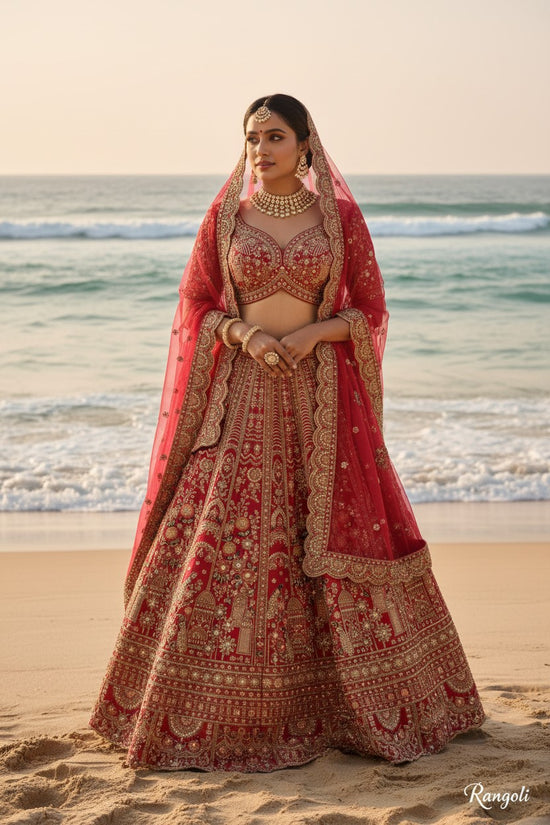 Rani Raw Silk Lehenga Set with Gota Patti for Wedding Wear