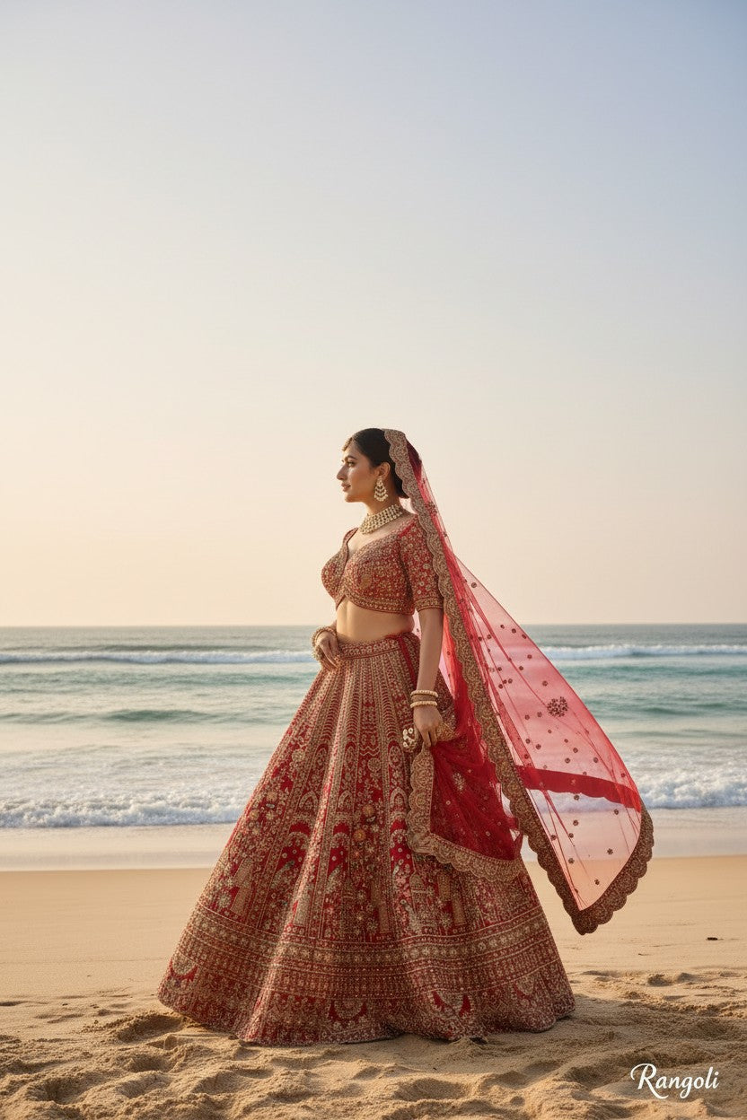 Rani Raw Silk Lehenga Set with Gota Patti for Wedding Wear