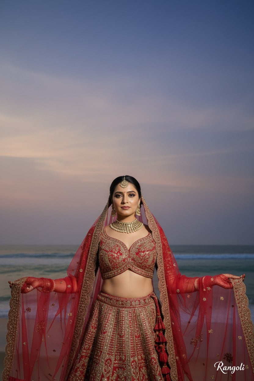 Rani Raw Silk Lehenga Set with Gota Patti for Wedding Wear