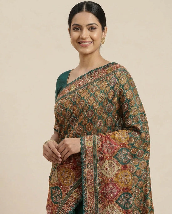 Crepe Silk Embroidered Saree - Rangoli India