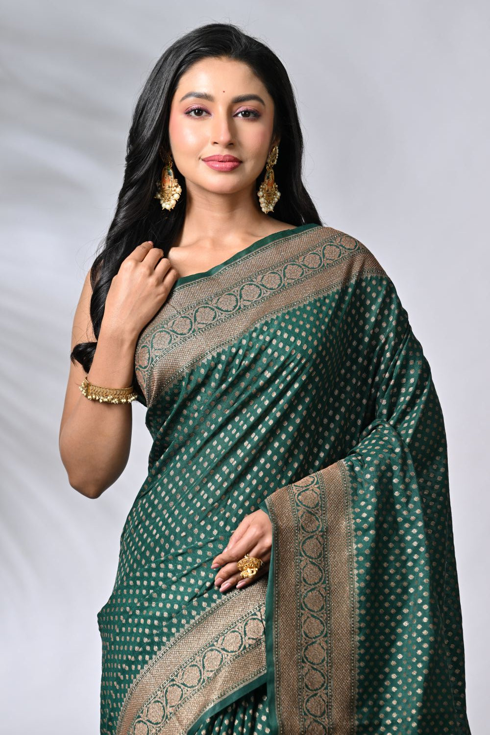 Bottle Green Silk Katan Sarees