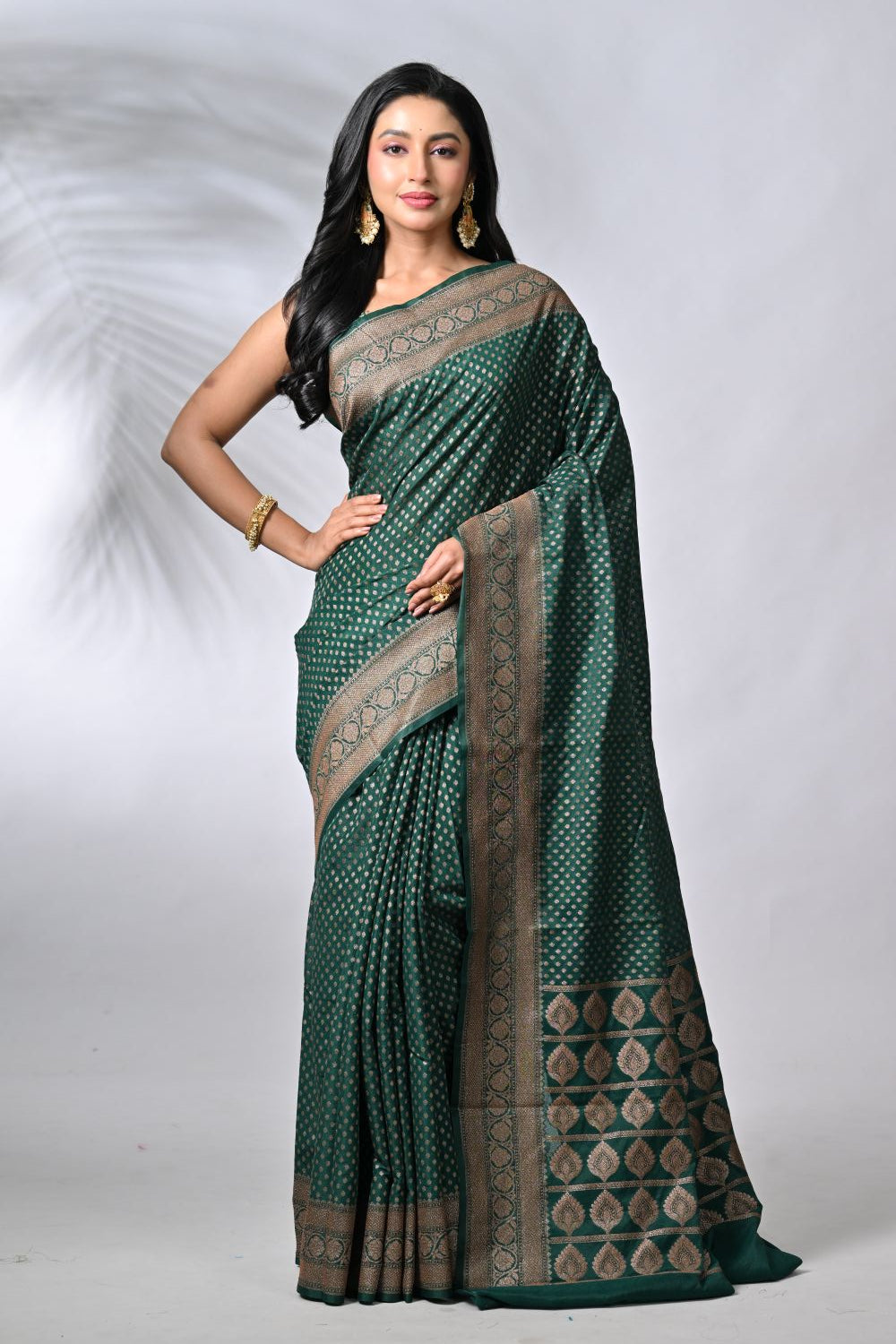 Bottle Green Silk Katan Sarees