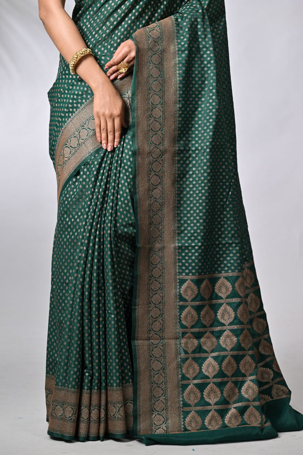 Bottle Green Silk Katan Sarees