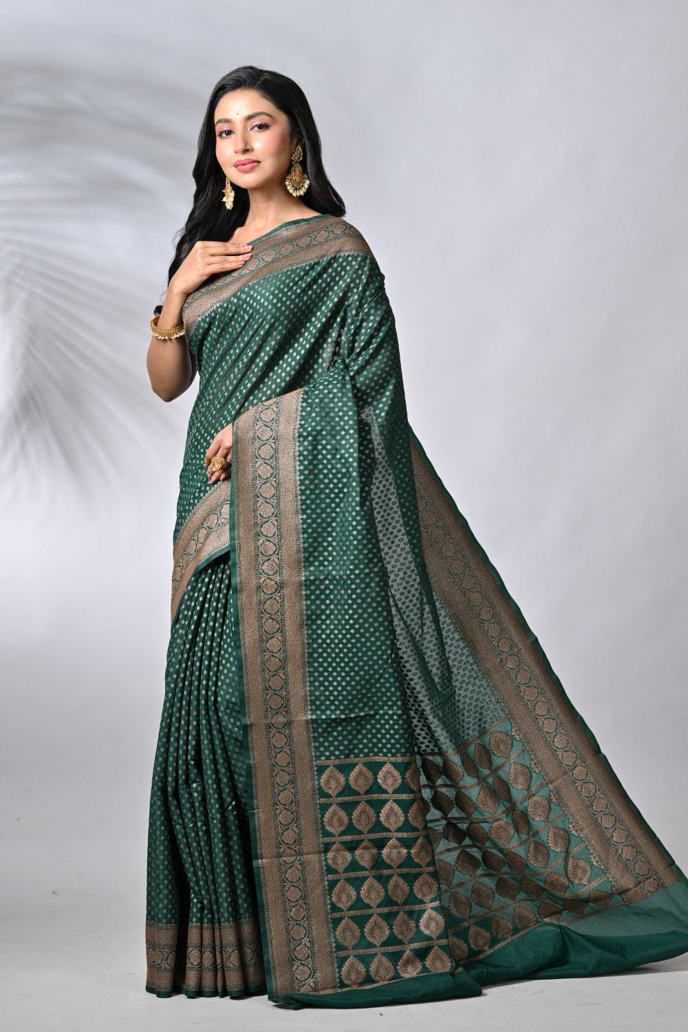 Bottle Green Silk Katan Sarees