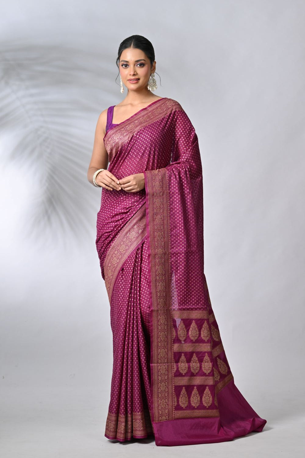 Rangoli Magenta Silk Katan Saree with Elegant Woven Detailing