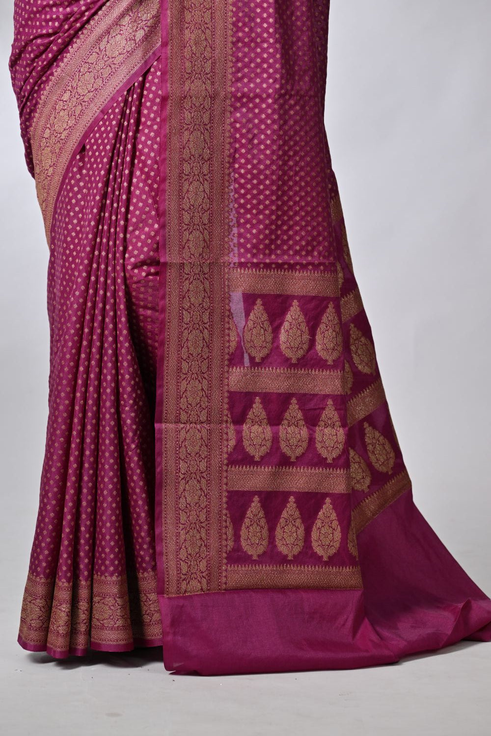 Rangoli Magenta Silk Katan Saree with Elegant Woven Detailing