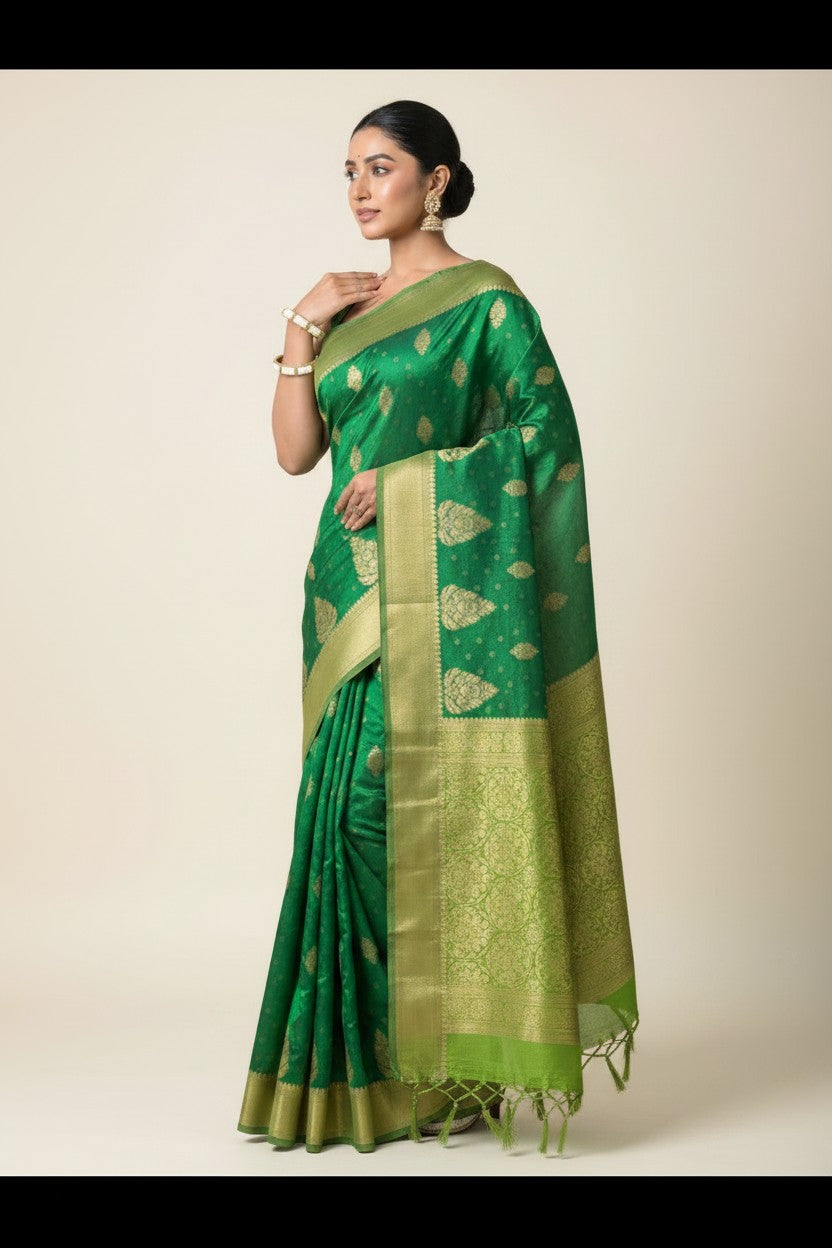 Handcrafted Pure Silk Katan Assamese Silk Saree - Orange | Rangoli