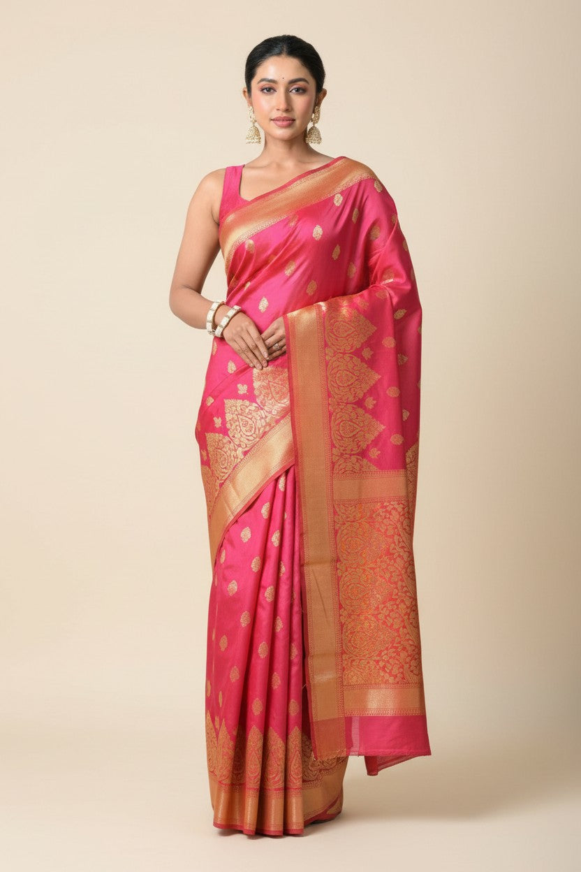 Handcrafted Pure Silk Katan Assamese Silk Saree - Peacock Blue | Rangoli