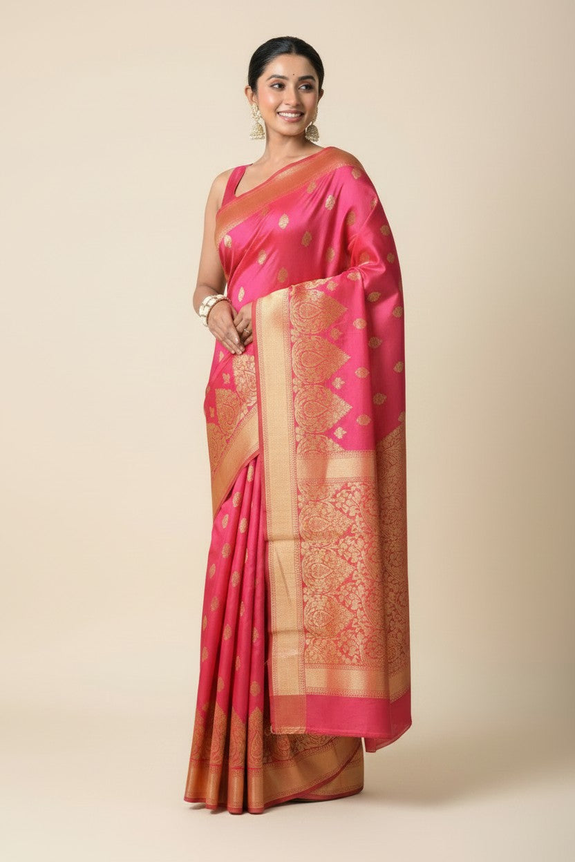 Handcrafted Pure Silk Katan Assamese Silk Saree - Royal Blue | Rangoli
