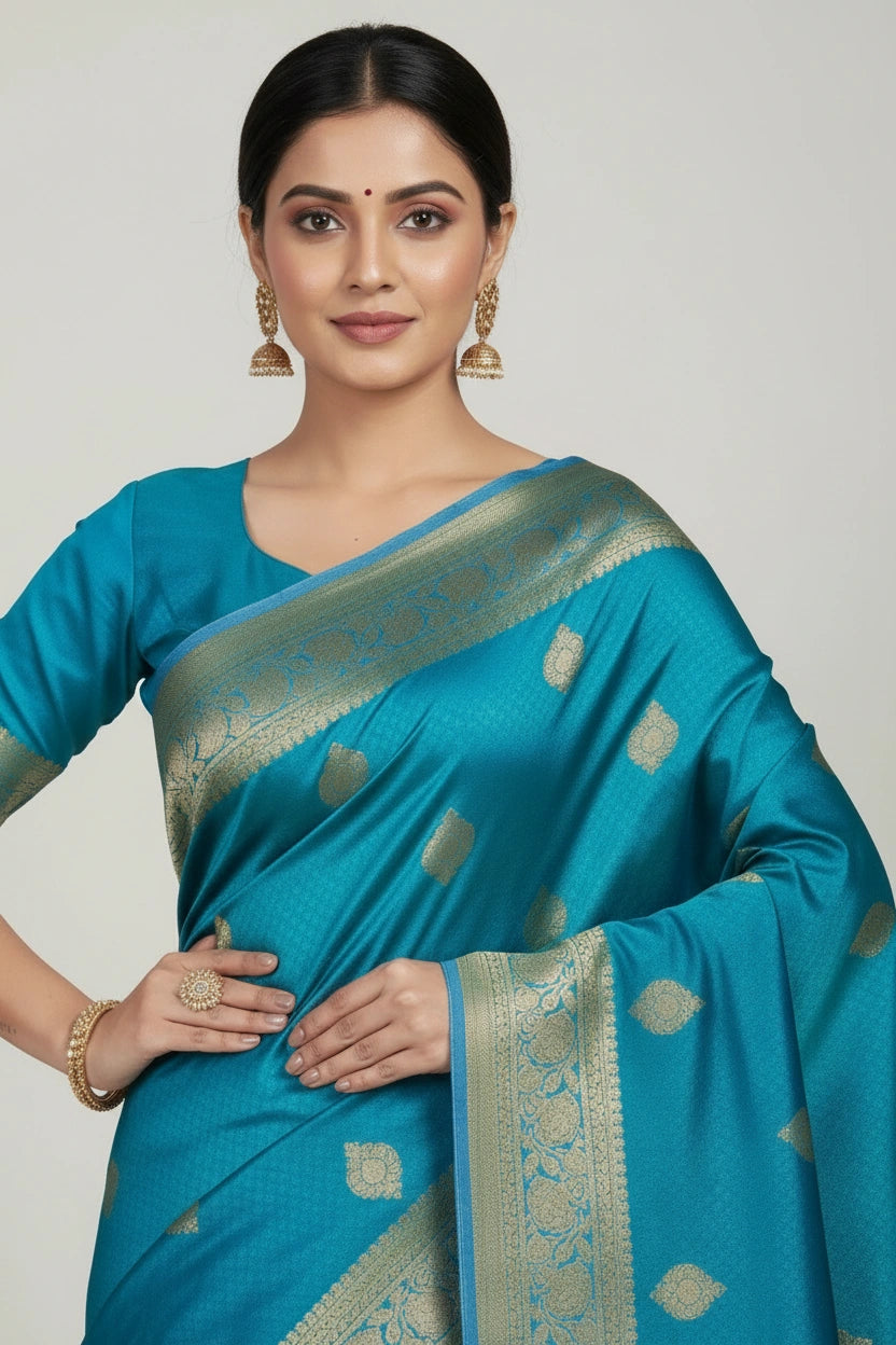 Handcrafted Pure Silk Katan Assamese Silk Saree - Beige | Rangoli
