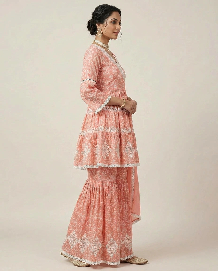 Pink Cotton Sharara Set for Festive and Casual Wear