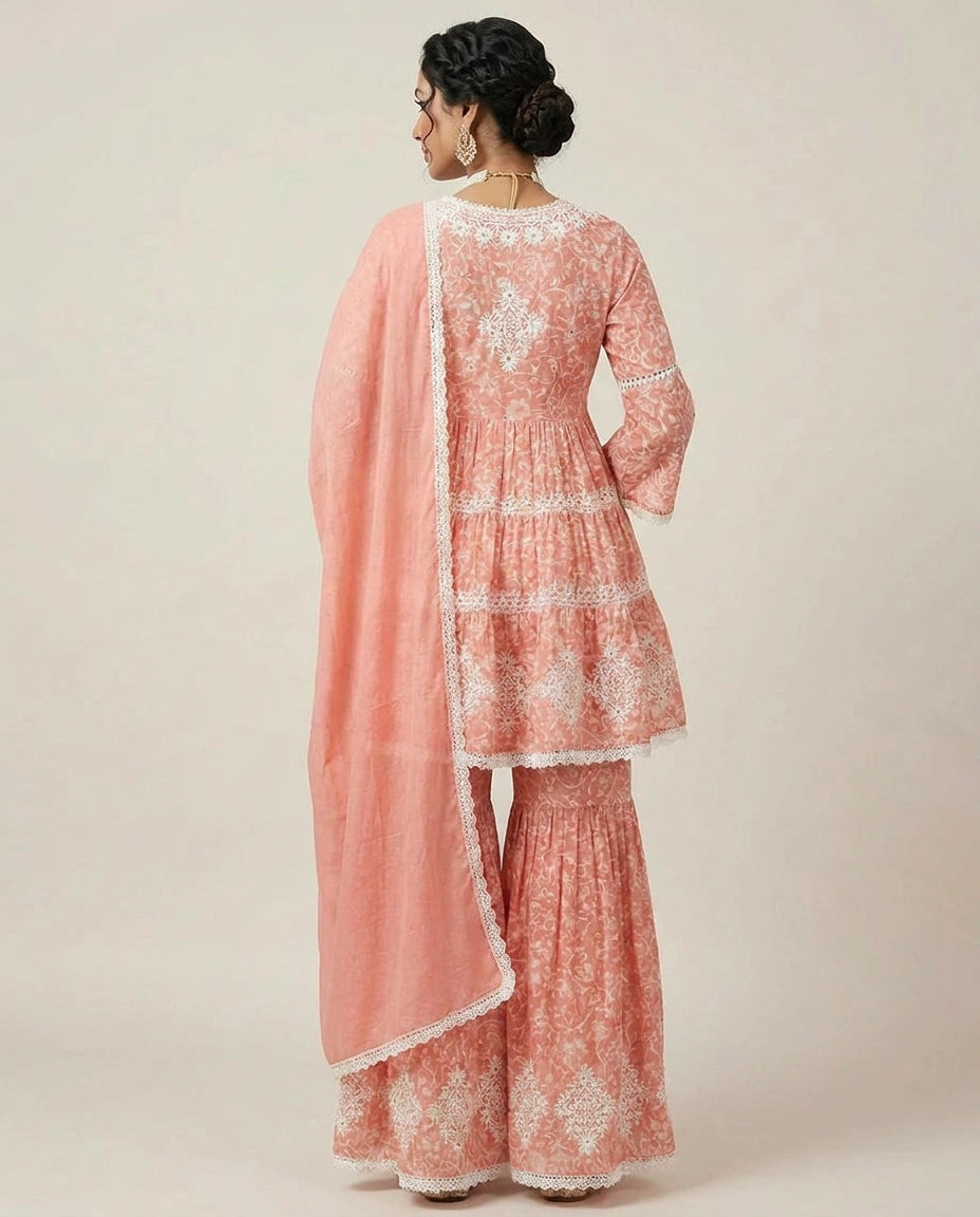 Pink Cotton Sharara Set for Festive and Casual Wear