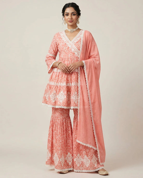 Pink Cotton Sharara Set for Festive and Casual Wear