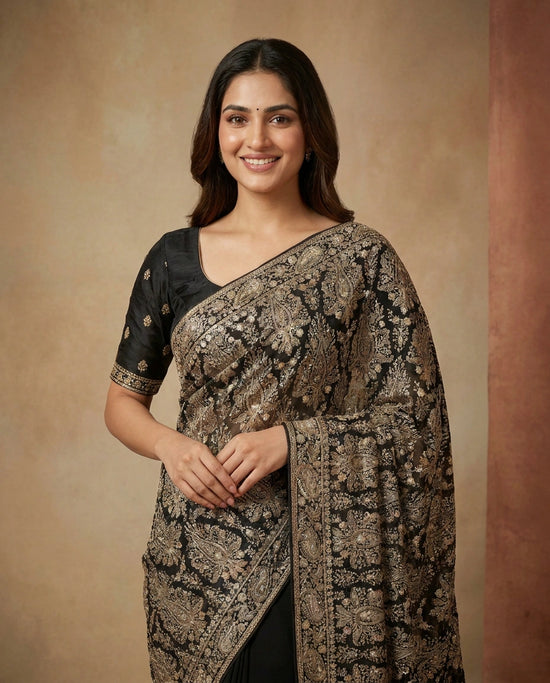 Embroidered Georgette Saree – front