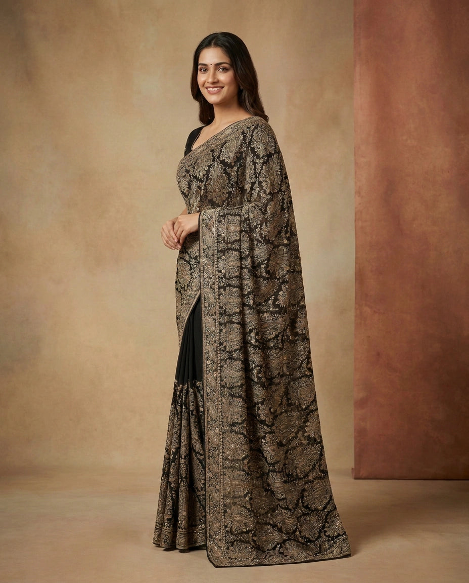 Embroidered Georgette Saree – close-up of the work