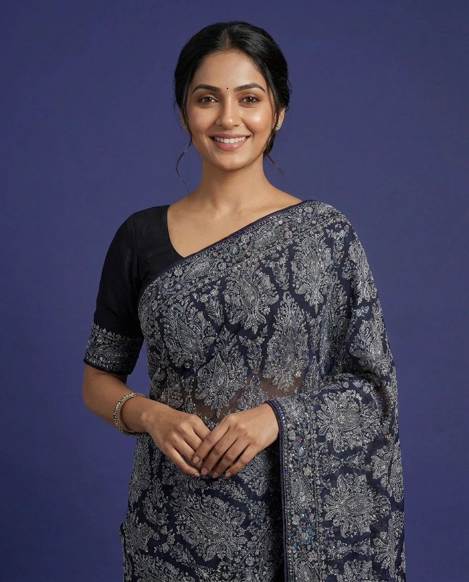 Embroidered Georgette Saree – detail