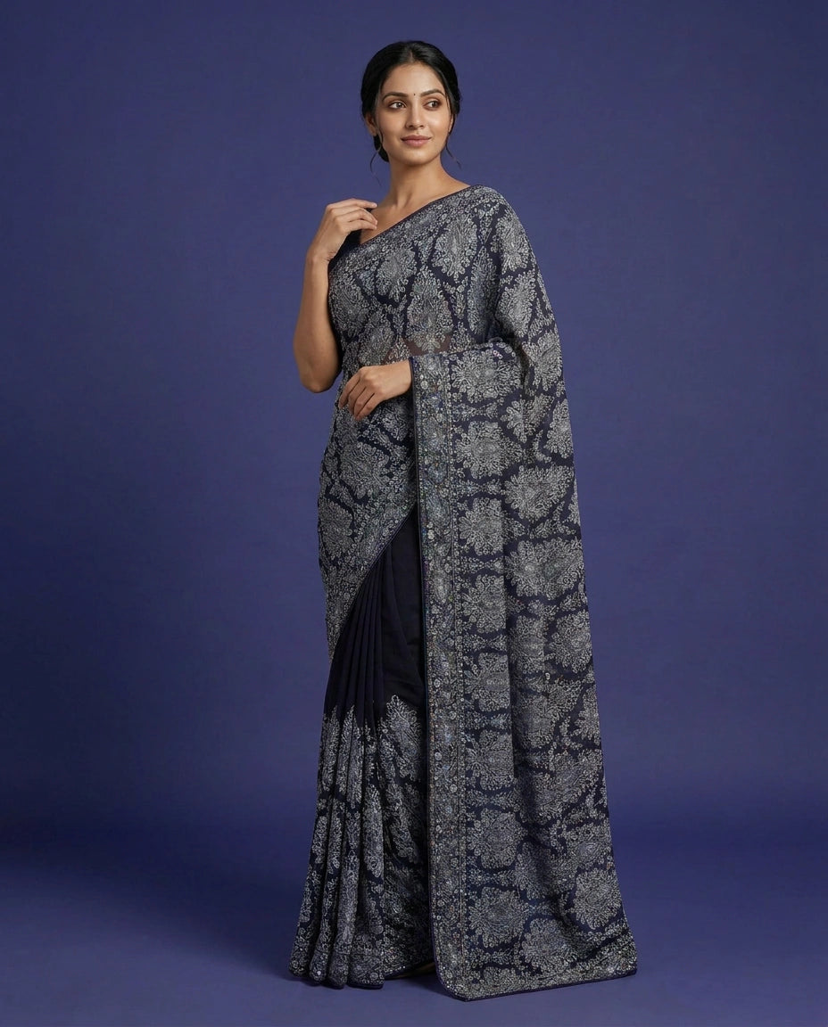 Embroidered Georgette Saree – view 7