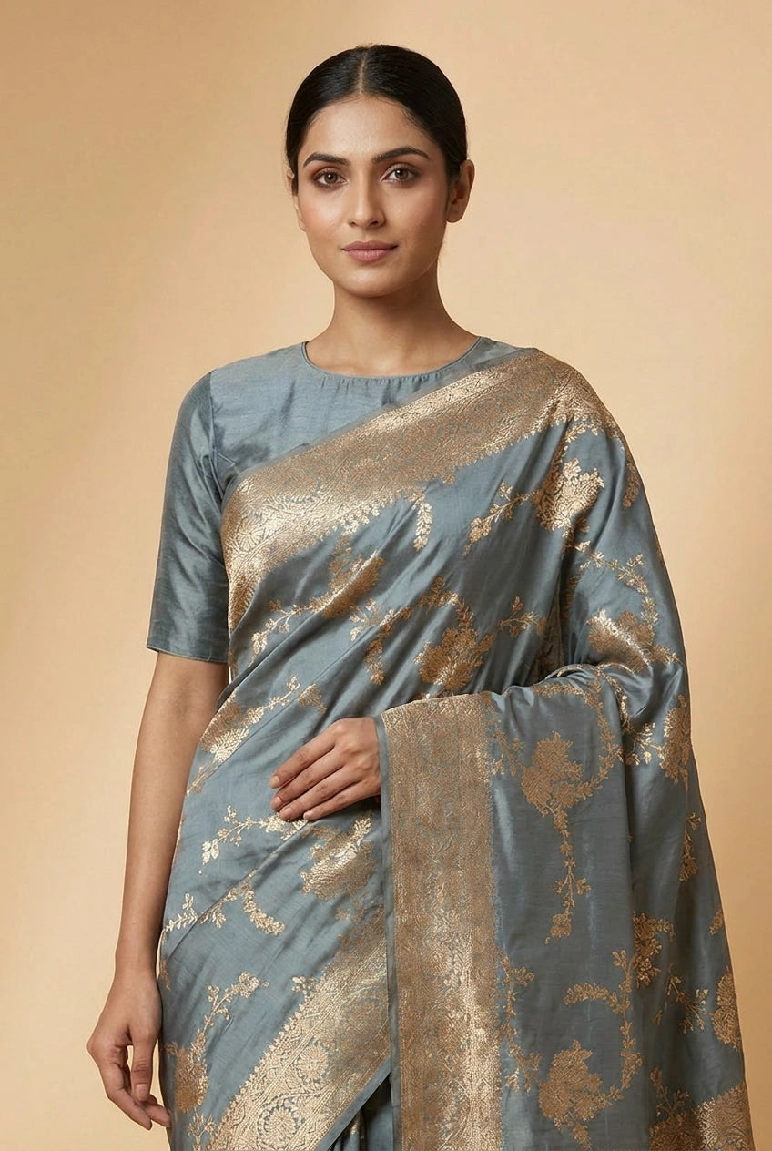 Sky Blue South Weave Silk Saree for Festive and Puja