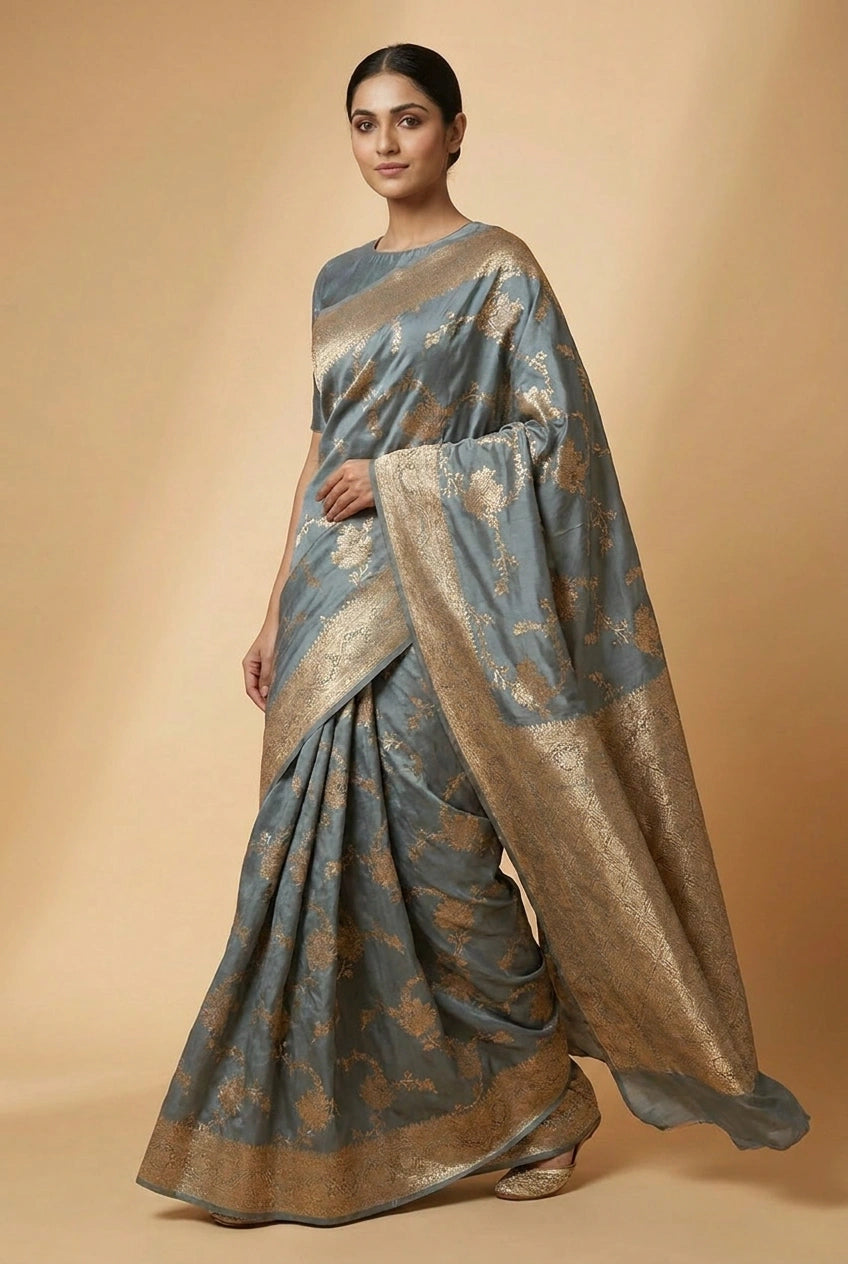 Sky Blue South Weave Silk Saree for Festive and Puja