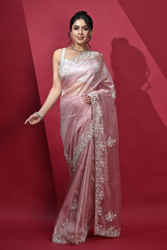 Pink Tissue Silk Saree