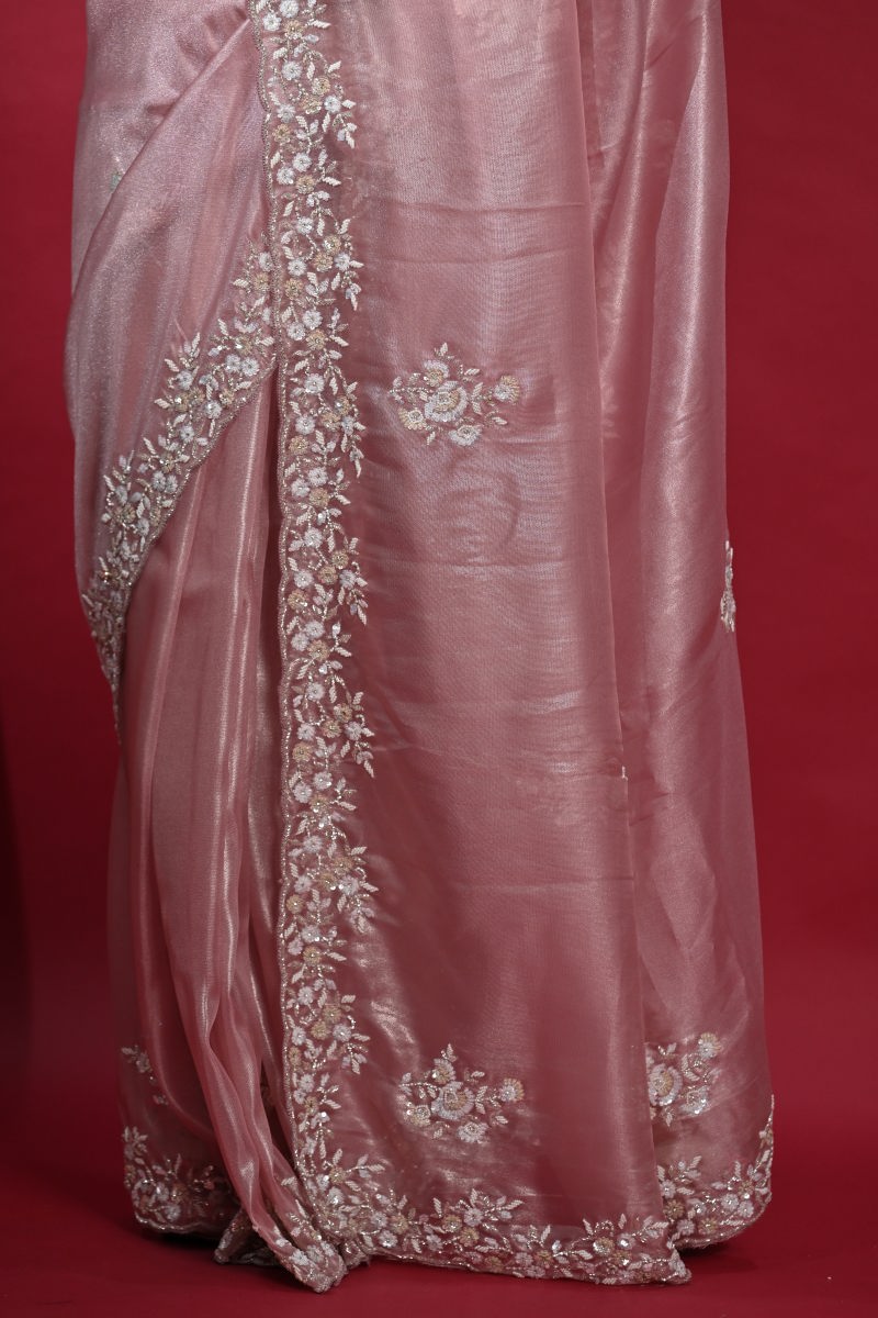 Pink Tissue Silk Saree