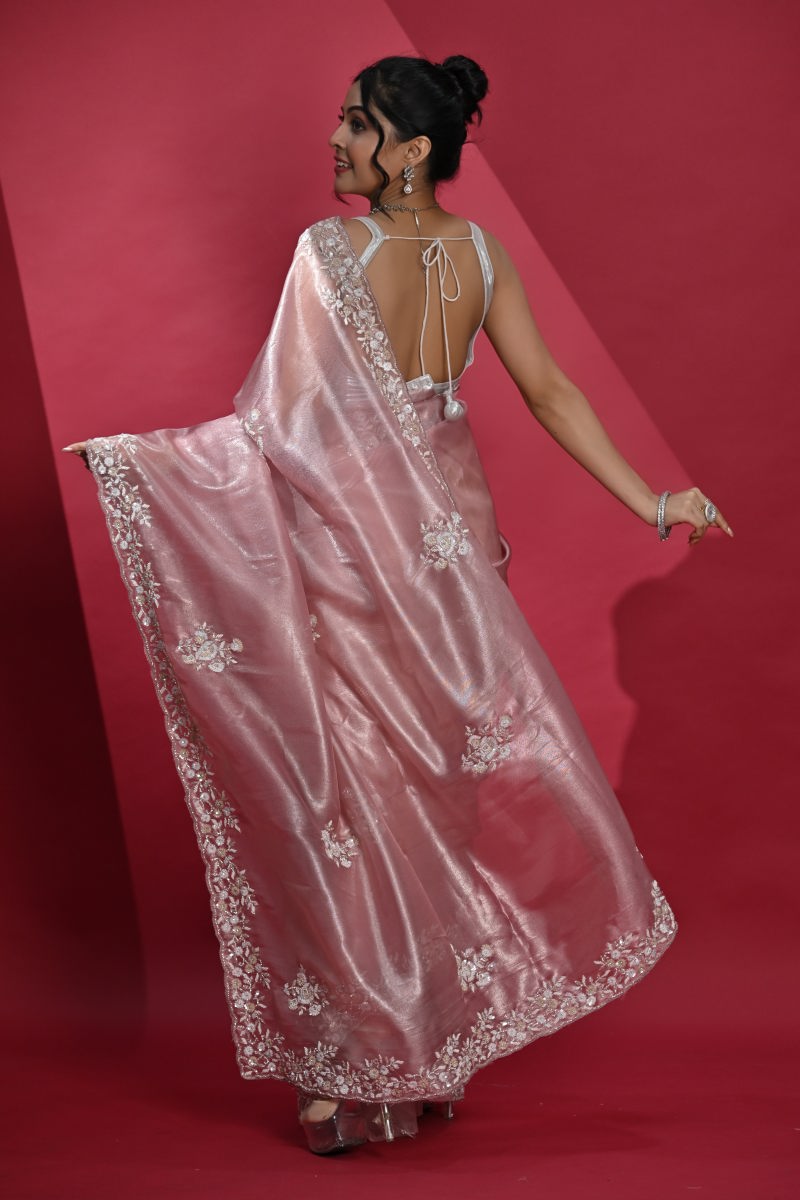 Pink Tissue Silk Saree