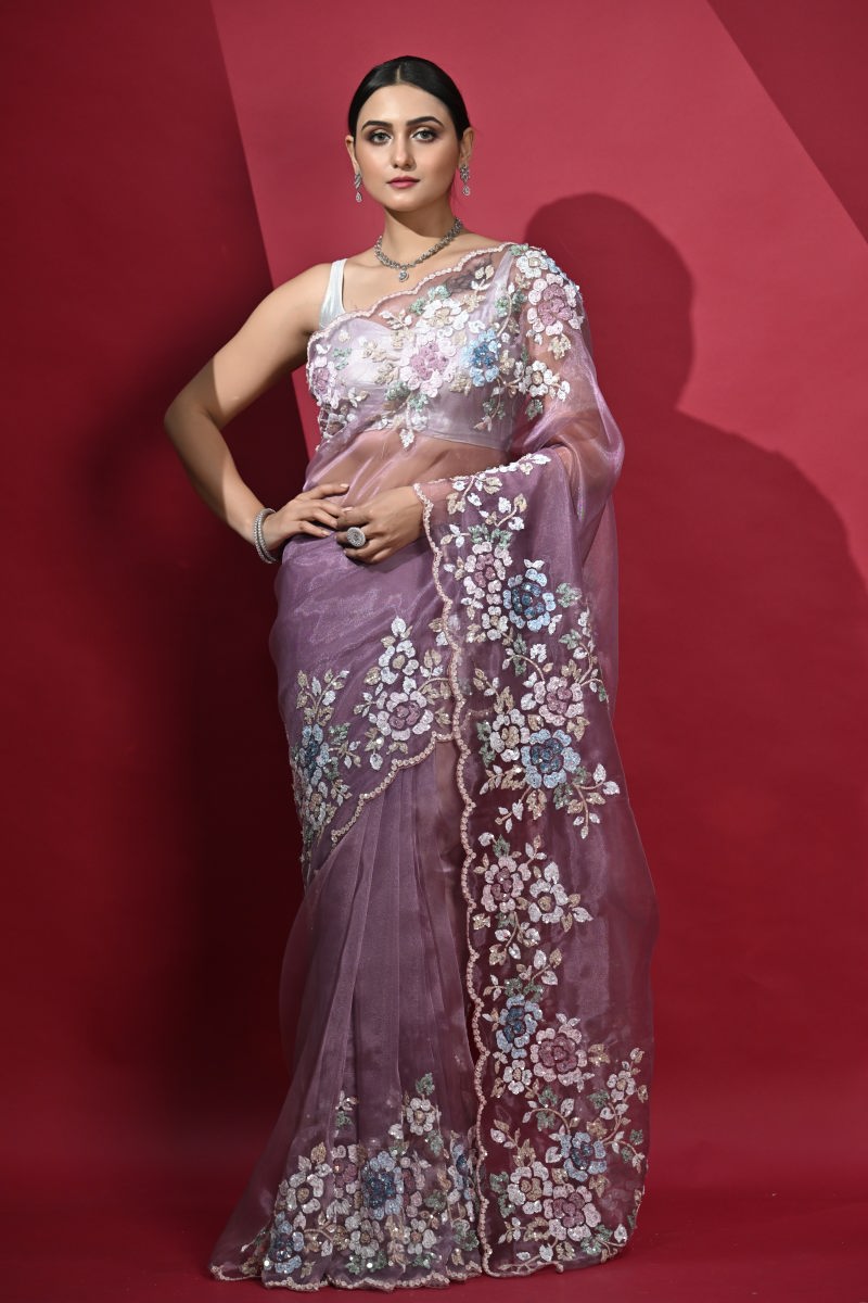 Mauve Tissue Silk Saree