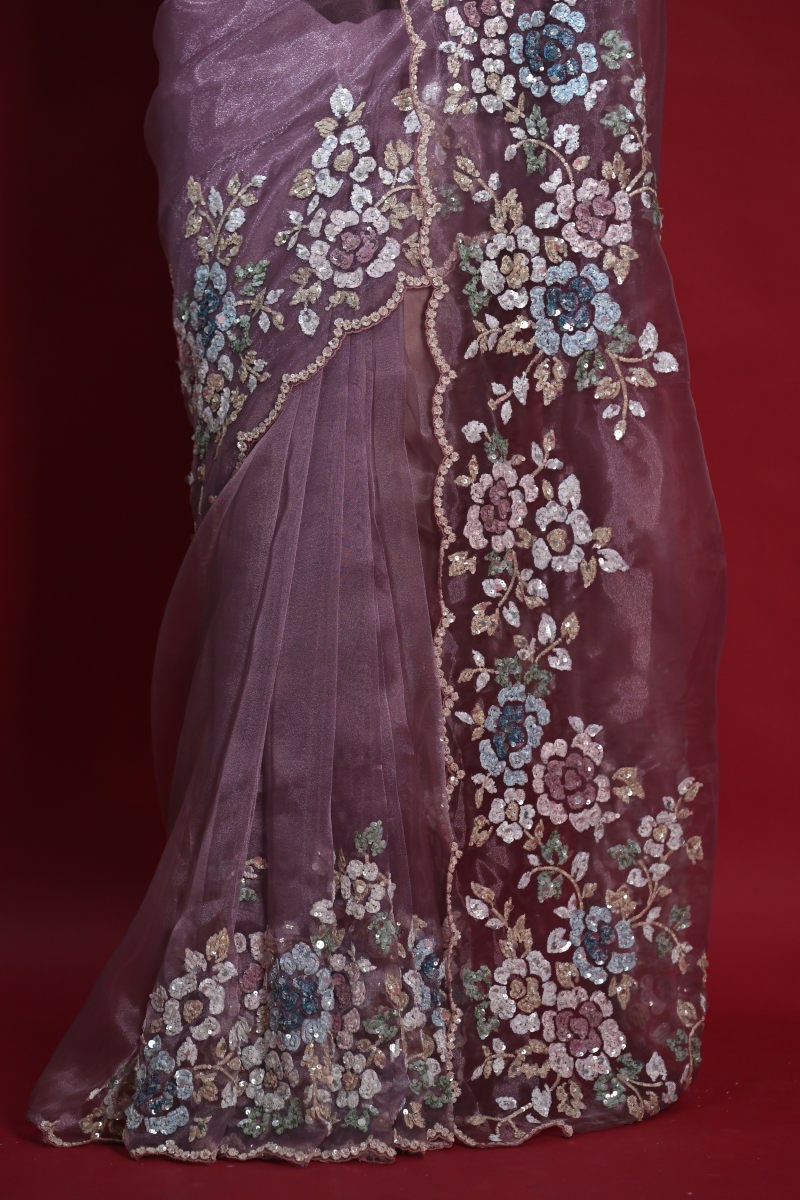 Mauve Tissue Silk Saree