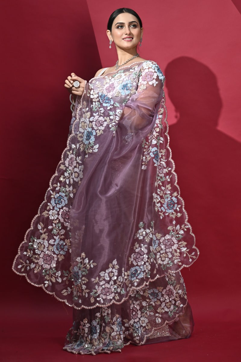 Mauve Tissue Silk Saree