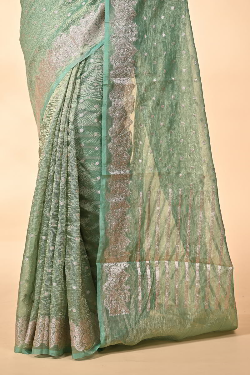 Sea Green Tissue Silk Banarsi Saree - tissue Indian ethnic wear by Rangoli