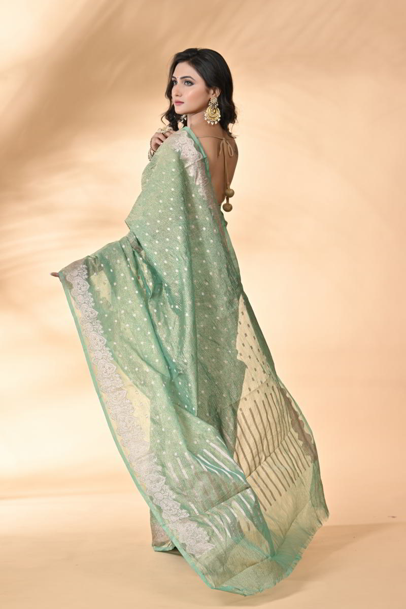 Sea Green Tissue Silk Banarsi Saree - tissue Indian ethnic wear by Rangoli