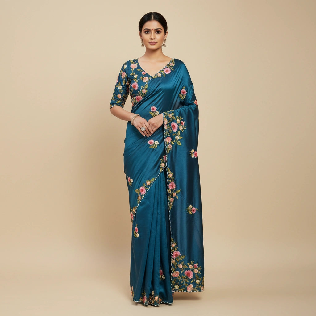 Designer Embroidered Saree with Statement Blouse