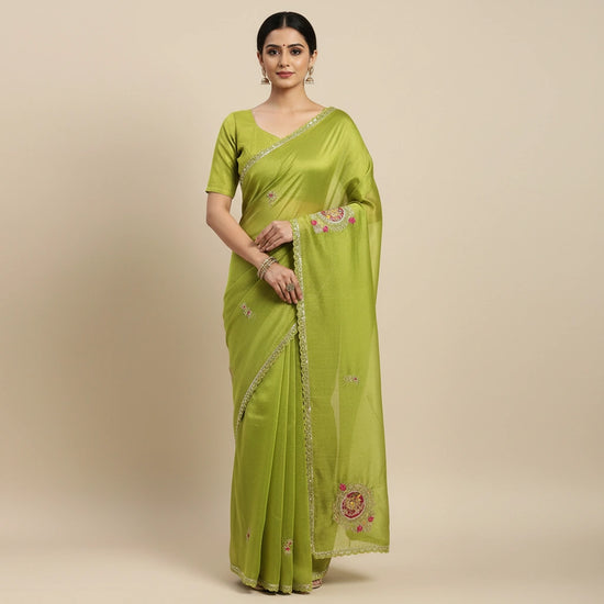 Classic Embroidered Saree With Designer Blouse - silk Indian ethnic wear by Rangoli