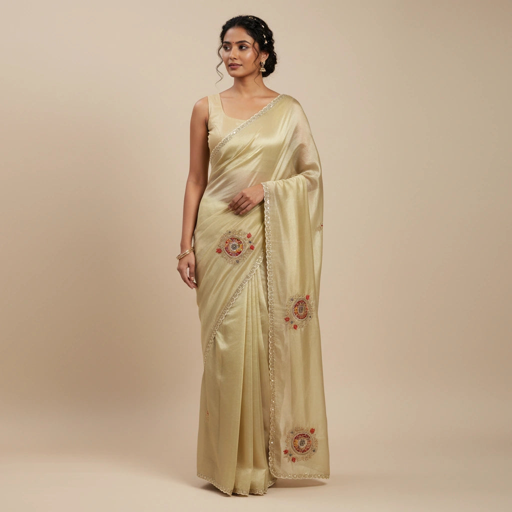 Classic Embroidered Saree With Designer Blouse