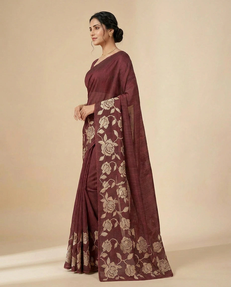Kota Saree with Hand-Applied Sequin and Thread Embroidery view 2