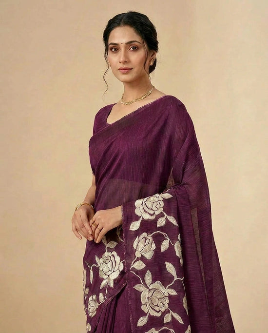 Kota Saree with Hand-Applied Sequin and Thread Embroidery view 8