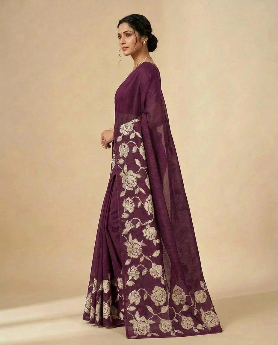 Kota Saree with Hand-Applied Sequin and Thread Embroidery view 9
