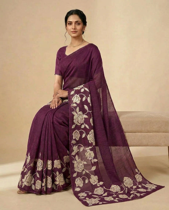 Kota Saree with Hand-Applied Sequin and Thread Embroidery view 10