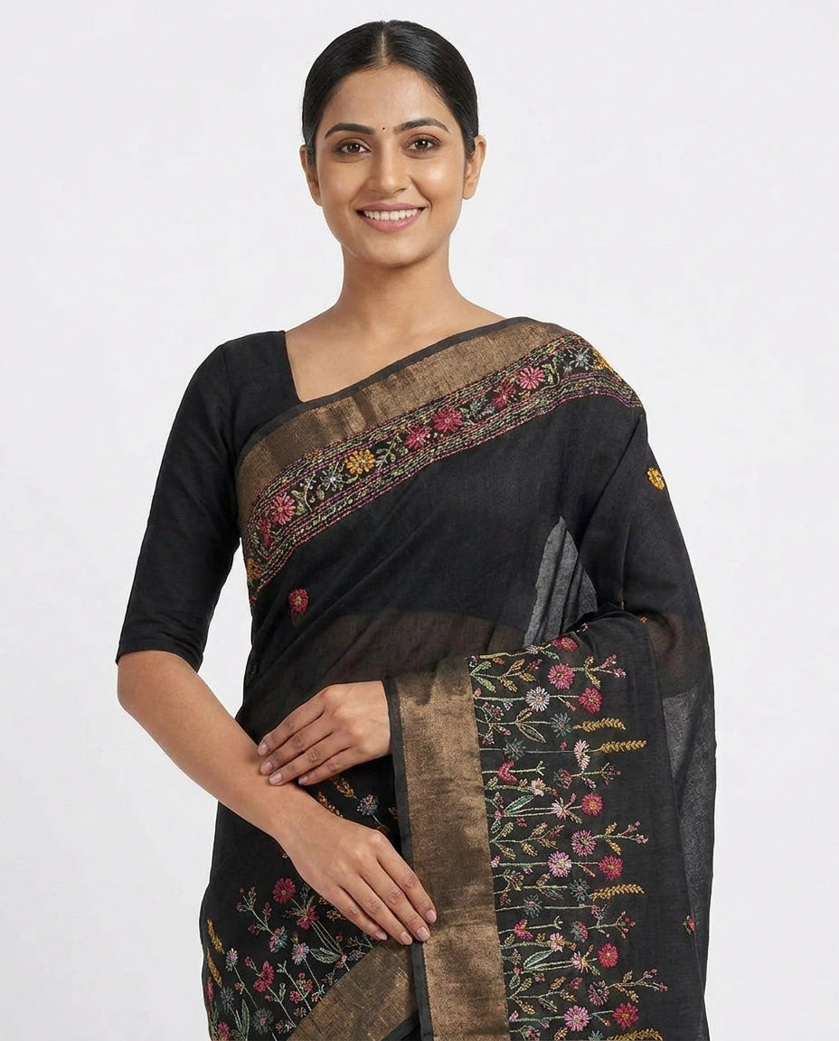 Tussar Linen Saree with Woven Detail