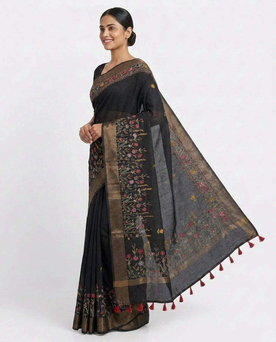 Tussar Linen Saree with Woven Detail